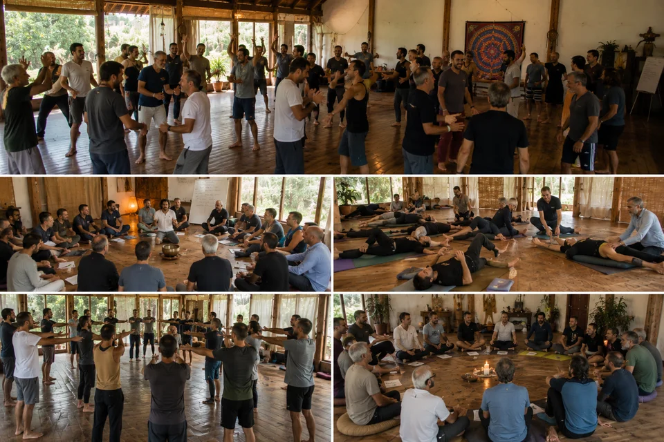 Participantes del retiro holístico de antroposofía disfrutando experiencias de sanación y bienestar
