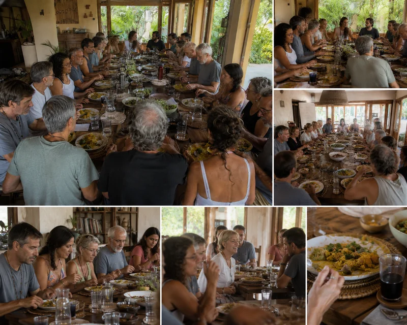 Participantes del retiro holístico de constelaciones familiares disfrutando experiencias de sanación y bienestar